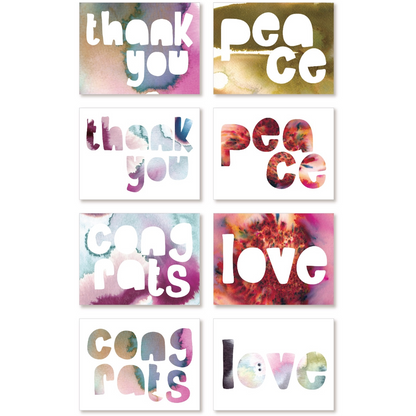 Watercolor Blank Cards- English , Set of 8